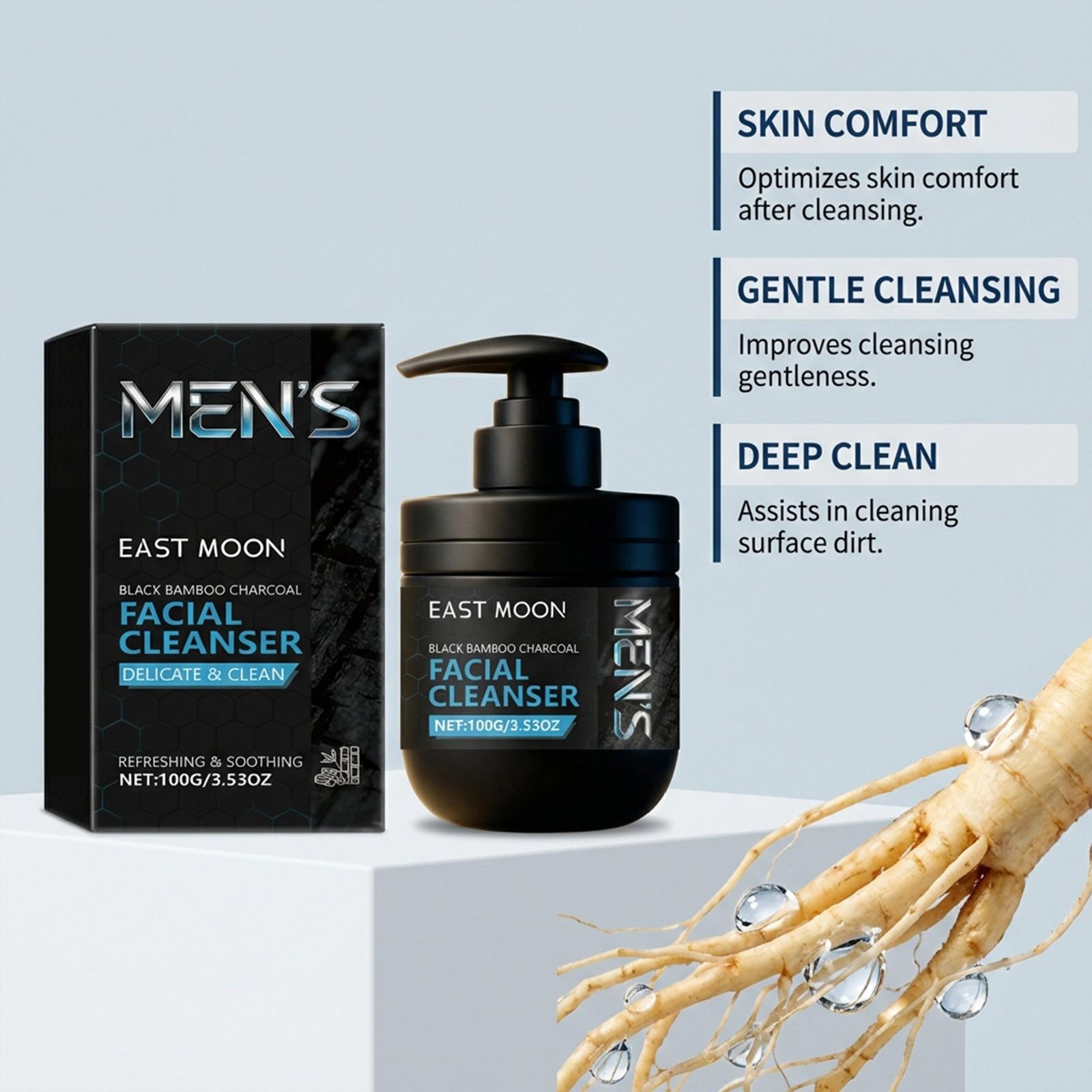 East Moon Men's Refreshing Face Wash, Gentle Cleanser, Hydrating Rich Foam, Non-Drying, Ideal for Daily Use, Soft Skin Care