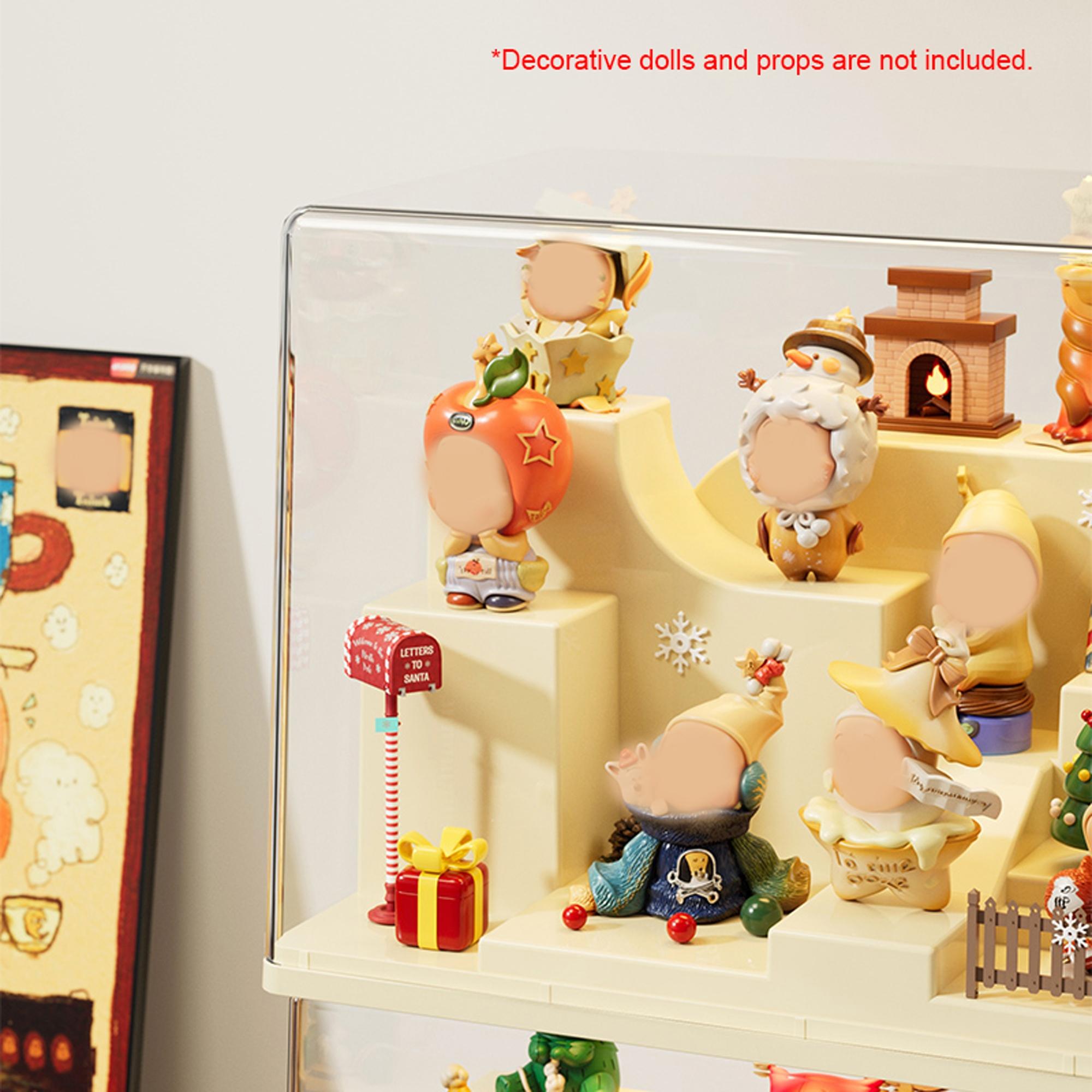 Figure Doll Storage Display Case, Dustproof and Moisture-Proof, 3D Structure, Suitable for LABUBU, Skullpanda, DIMOO, HIRONO, MOLLY Collectibles, Desktop Storage Box