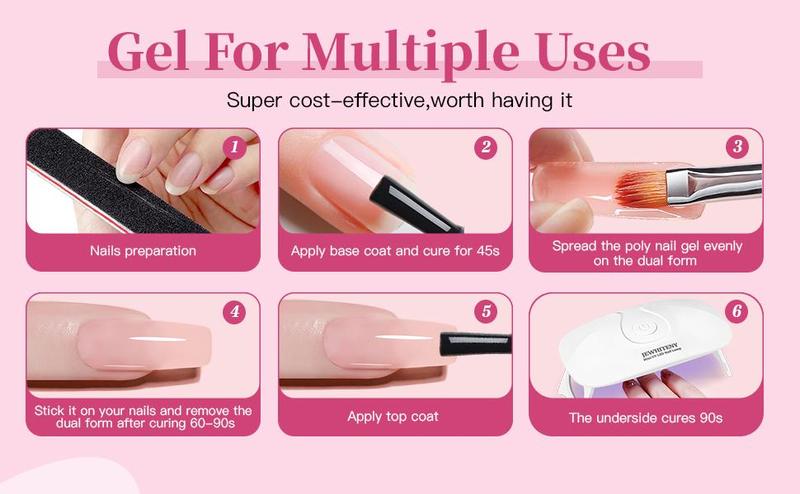 JEWHITENY Poly Extension Gel for Nail, 28 Colors Poly Gel Nail Kit With Nail Lamp Slip Solution Builder Nail Gel Trendy Nail Art Design Nail Extension Gel All In One Nail Kit Easy DIY at Home