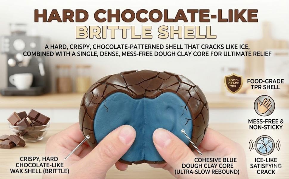 Crispy Chocolate Squeeze Ball, Soft Slow Rebound Stress Relief Decor, Crackling Desk Ornament for Home and Office