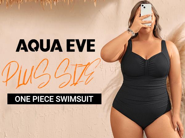 Aqua Eve Plus Size One Piece Swimsuit for Women Tummhy Control Bathingsuit Plus Size Swimwear