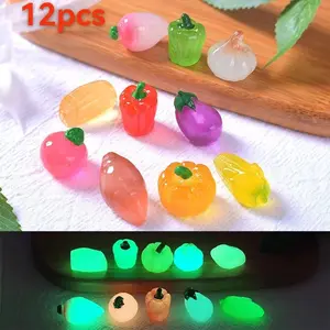 12 pieces of luminous cute simulated vegetable ornaments/colorful translucent plastic decorations, suitable for DIY crafts, classroom rewards, and party gifts for Halloween, Thanksgiving, Christmas, beaches and other themed activities Resin Ornament