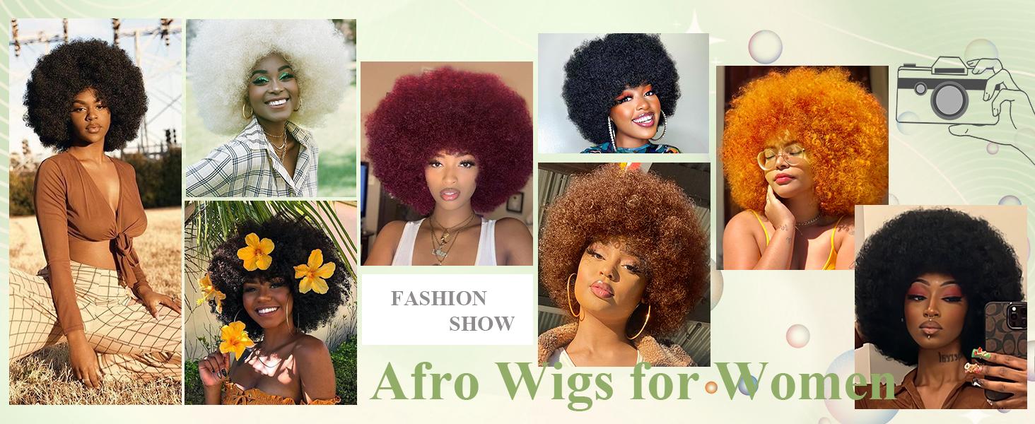 【2025 Super Deal】Clicli Glueless Wear Go Wig Short Afro Curly Human Hair Wigs for Black Women Cosplay Wigs 70s Puff Wig with Bangs