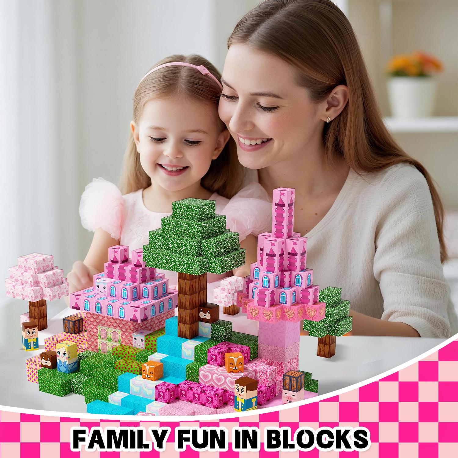 100pcs/150pcs/200pcs Magnetic Puzzle Blocks, Castle Set, Stem Montessori Creative Toy, Ages 3-12, Birthday Gift for Boys Girls
