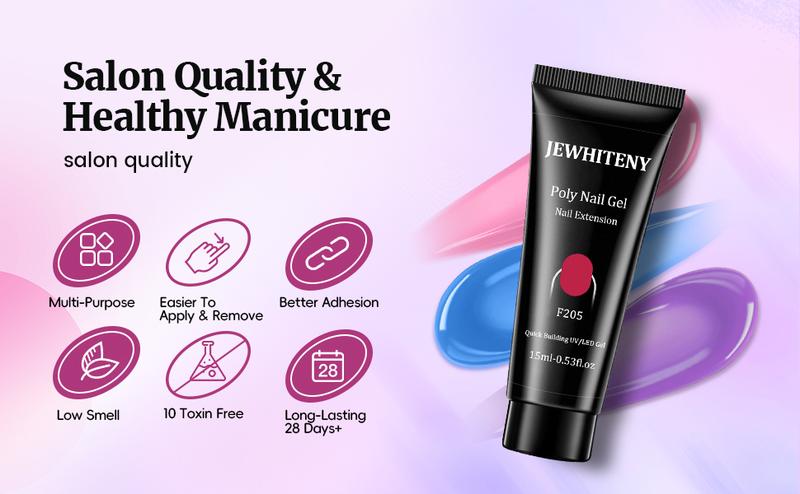 JEWHITENY 28 Colors Poly Gel Nail Kit Nude Gray Black grey Blue yellow purple Glitter All In One Starter Kit Poly Extension Gel Nail Kit With Nail Lamp Base Top Coat Builder Gel Nail Kit