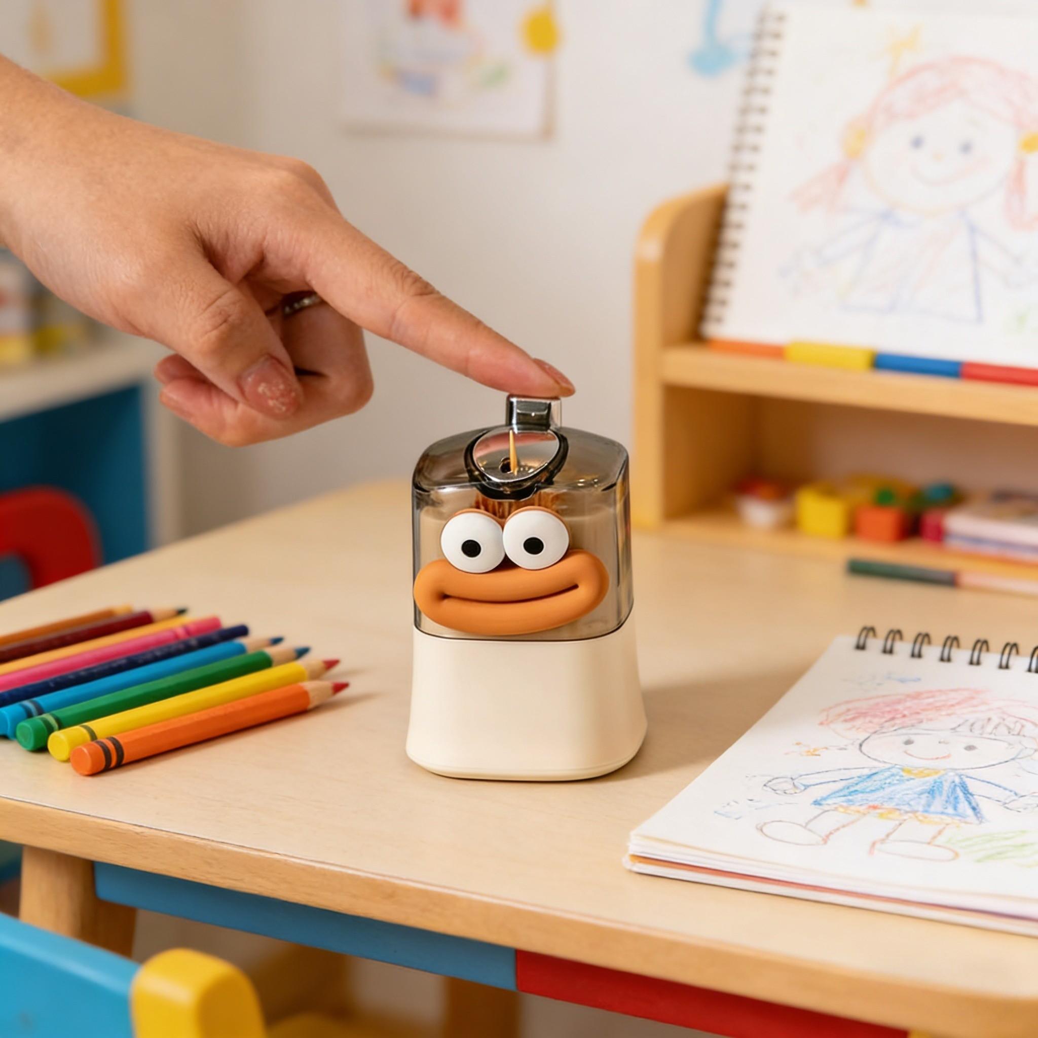 Automatic Press Toothpick Holder, Plastic Toothpick Dispenser, Creative Toothpick Storage Box, Cute Design, Includes Cartoon Stickers