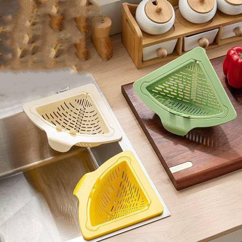 Kitchen Magnetic Garbage Filter, Triangle Drain Basket, Suitable for Right Angle Iron Vegetable Basin, Kitchen Filtering Net, Shelf Water Tray