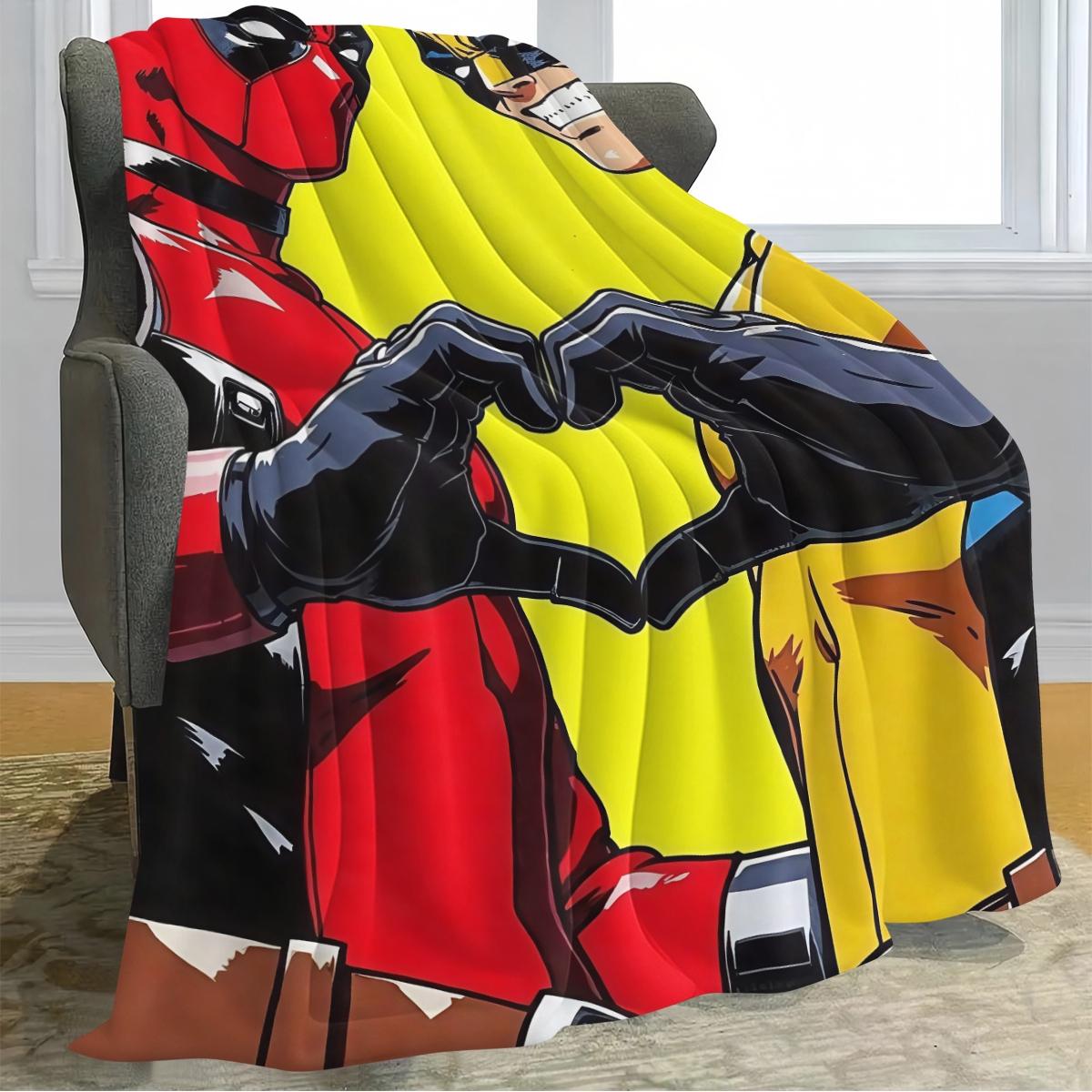 Deadpool Creative Digital Print Flannel Blanket, Thanksgiving Valentine Christmas Gift, Holiday Gift Throw Blanket, Multi-Purpose Outdoor Travel Blanket