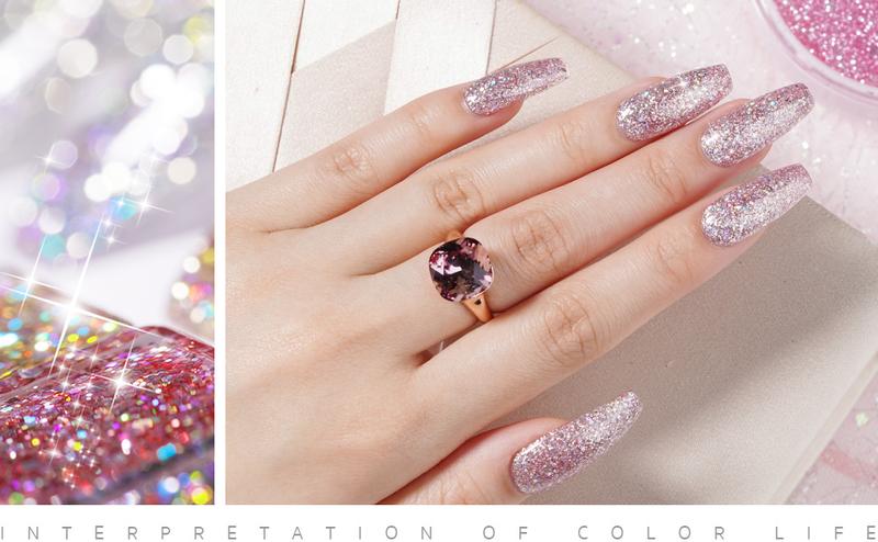 GAOY Chrome Platinum Glitter Gel Nail Polish Set of 6 Colors Including Sparkly Shiny Black Silver Pink Gel Polish Kit U V LED Soak Off Nail Polish Home DIY Christmas Gift Idea Manicure Nail Salon Varnish