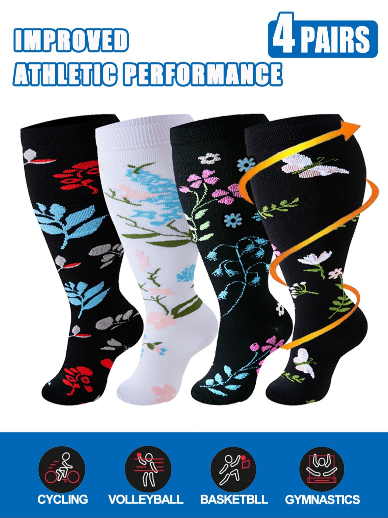 Women's Plus Size Compression Socks, Sports Running Socks for Circulation, Nurses, Pregnant Women, Sports Socks for Women, Compression Athletic Socks