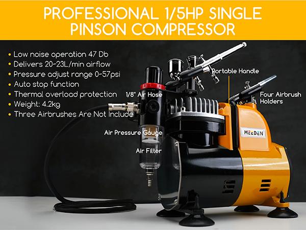 MEEDEN Airbrush Compressor Kit - 1/5 HP Quite Air Compressor for Model Painting with 6 Feet Hose