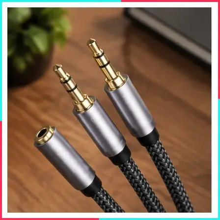 Headphone Mic Splitter for PC, 3.5mm TRRS Female to Dual Male Adapter - 30CM