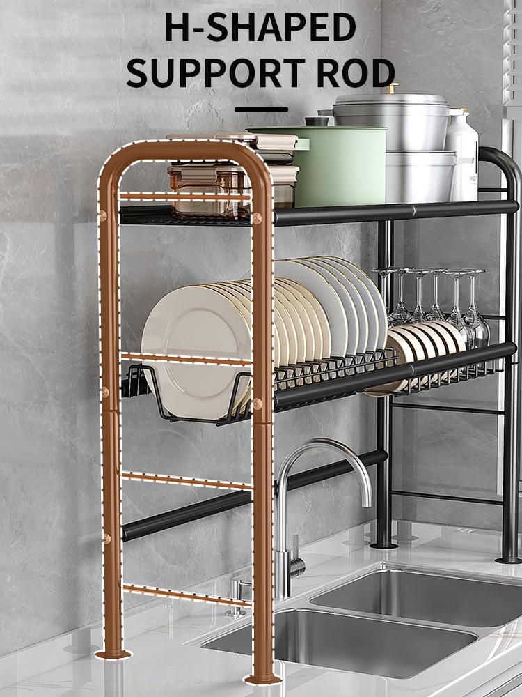 【Holiday Deals】MiAoLi Over Sink Rack Kitchen Over The Sink Dish Drying Rack Organizer Large Space Saving Dish Drainer Countertop Dishes Rack On Counter Caddy Utensil Metal Organizer 1&2 Tiers 1Tier