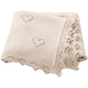 Baby Blanket Cotton Crochet Newborn Neutral Nursery Swaddling Blankets Soft Knitted Boys Girls Receiving Crib 30x40 Inch