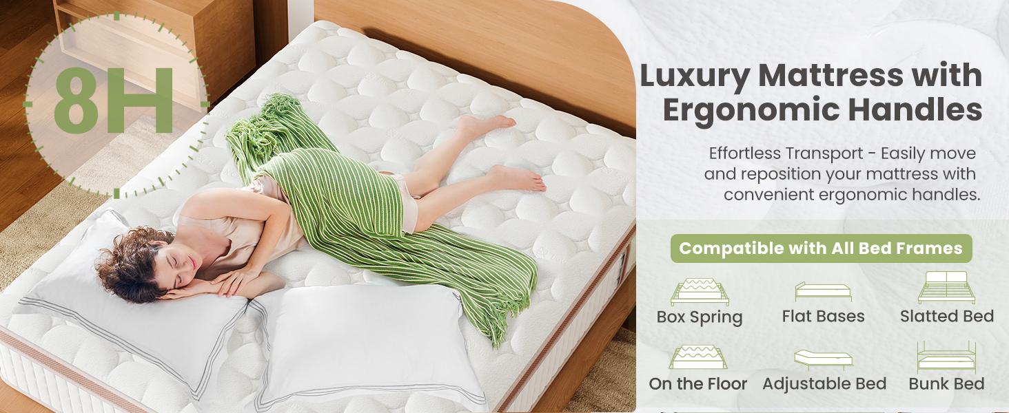 FlexPedic 12-14'' Hybrid Mattress, Full/Queen/King, Extra Firm Gel Memory Foam & Pocket Springs for Pressure Relief & Motion Control, Fiberglass Free