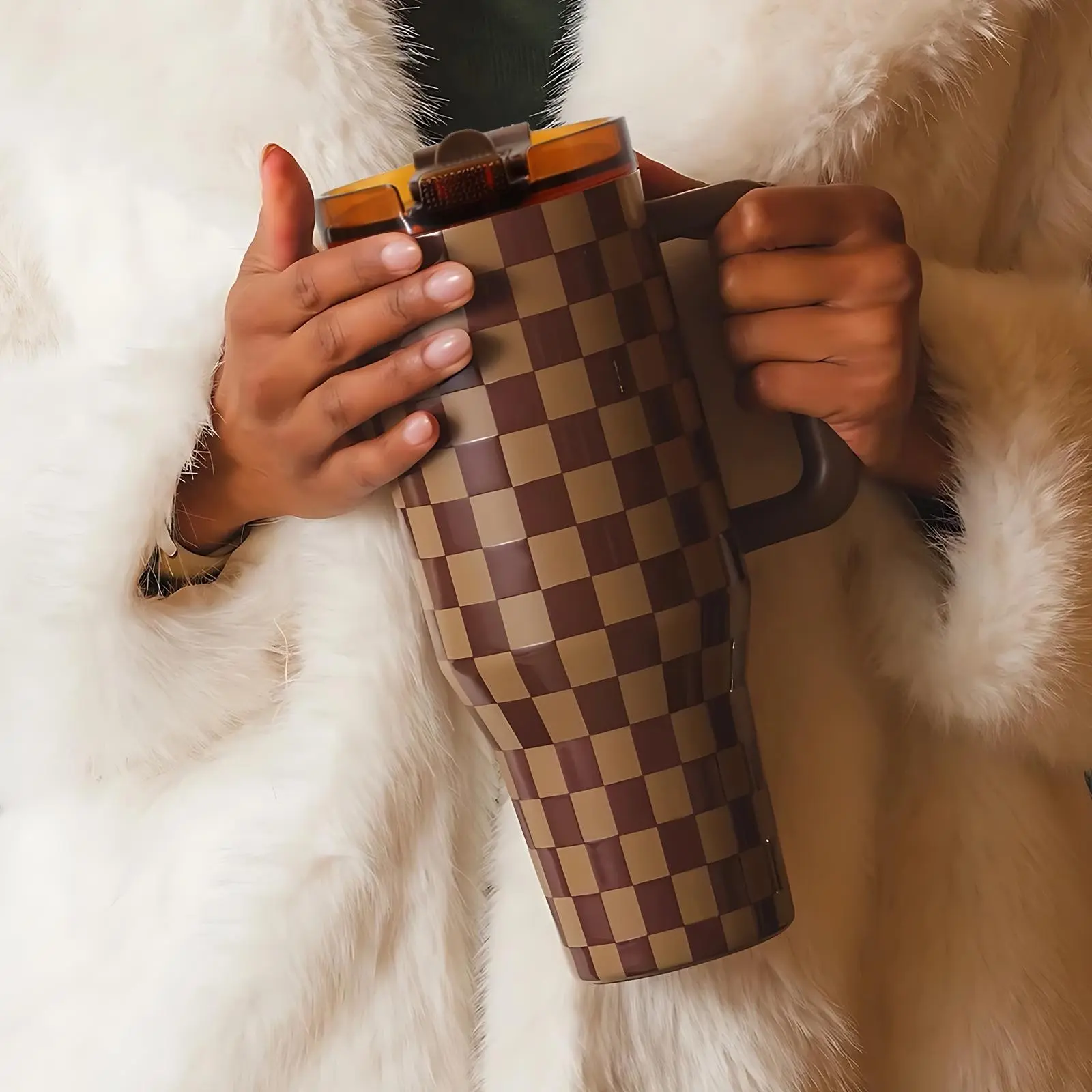 1 Pc double wall insulated mug 40oz vacuum cup with handle, leak-proof thermal mug keeps hot drinks warm 12 hours and cold drinks fresh 24 hours, travel cup, Tumbler, Flasks, for men women, portable coffee tea thermal cup, holiday gift for office home use