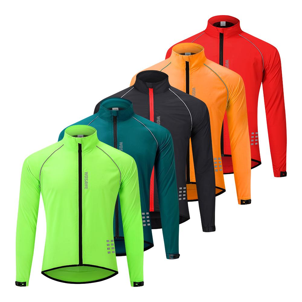 WOSAWE Cycling Wind Jacket Loose & Comfortable, Tailored Fit Reflective Design  ,Lightweight  Portable Sun Blocking- Breathable, Zip-Up Sports Coat for Outdoor Riding Activities