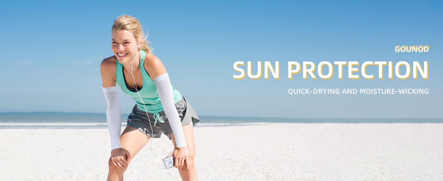 GOUNOD Sun Protection UV Garden Arm Sleeves with Thumb Hole for Men Women UPF 50+ Compression Cooling Football Sleeves Breast Cancer Awareness fallfreshness sport gloves SpringStatements