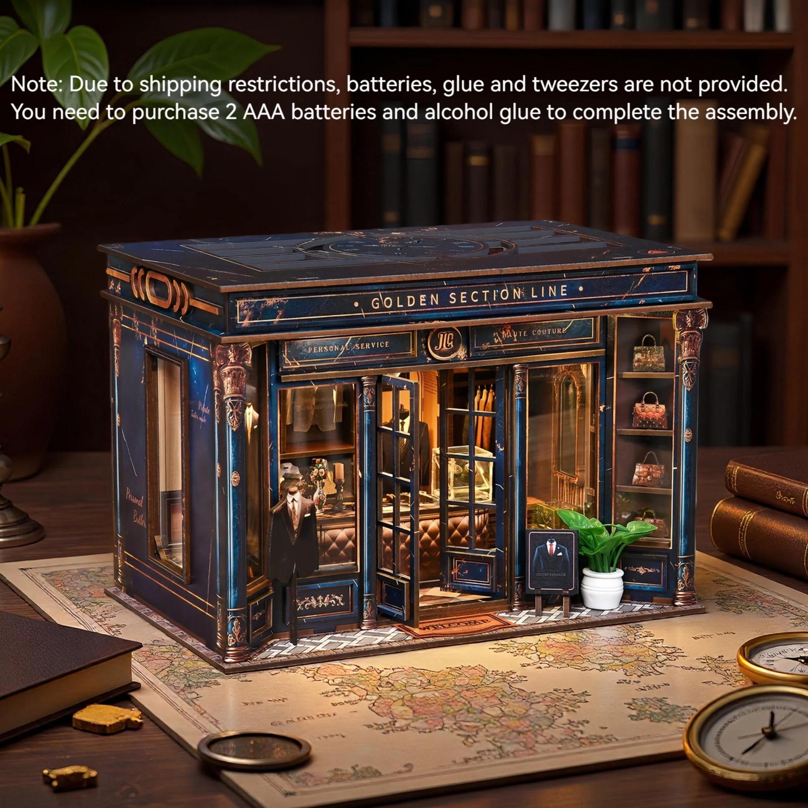 DIY Mini Book Corner Kit, 3D Wooden Puzzle House Model Set, Miniature Furniture, Desktop Decoration, Handmade Craft, Perfect Gift for Adults & Teens