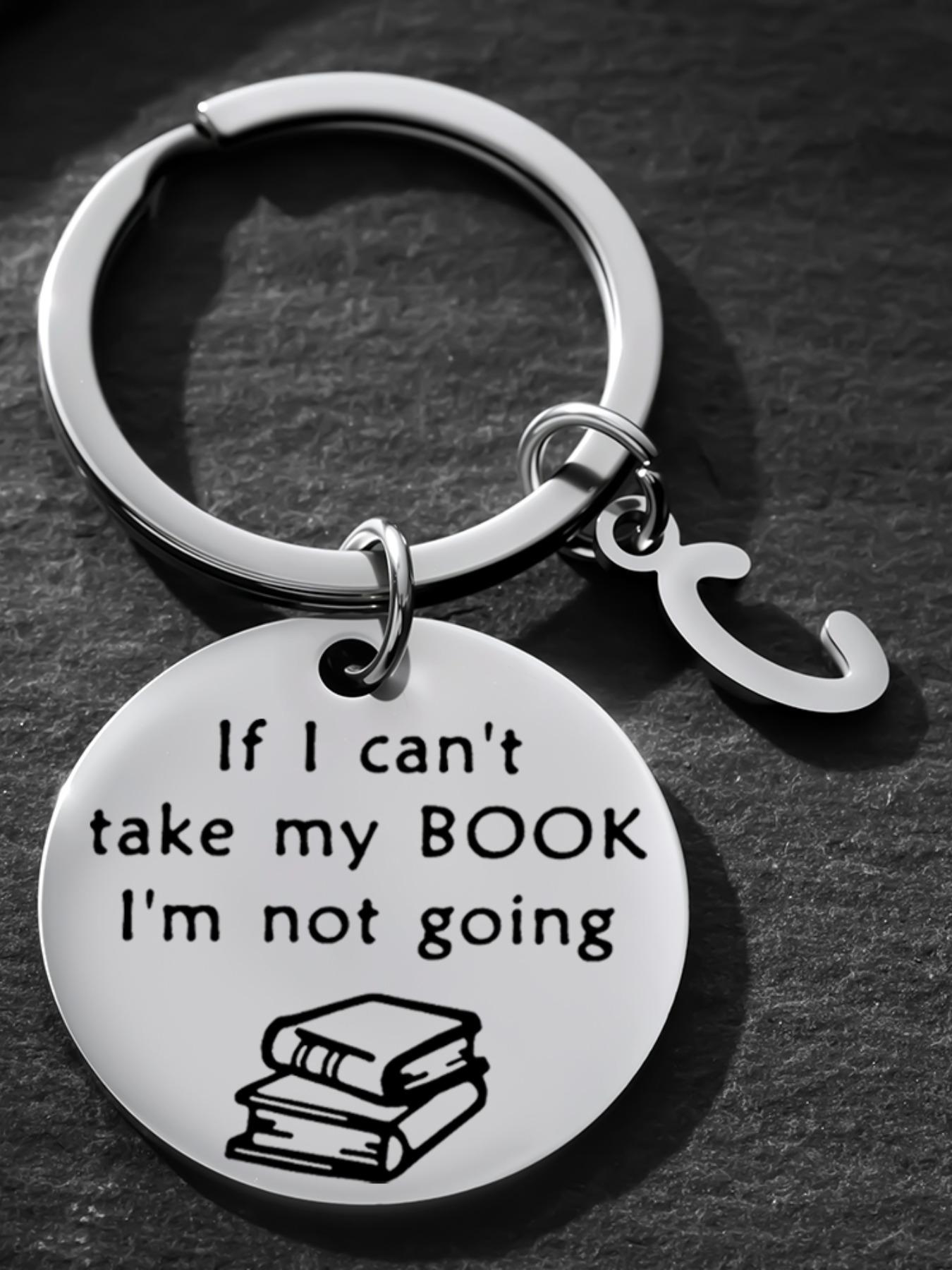 Personalized Initial Keychain, Funny Book Lover Gift, Bookworm Gift, Birthday Christmas Gift, Bibliophile Gift, Book Club Gift