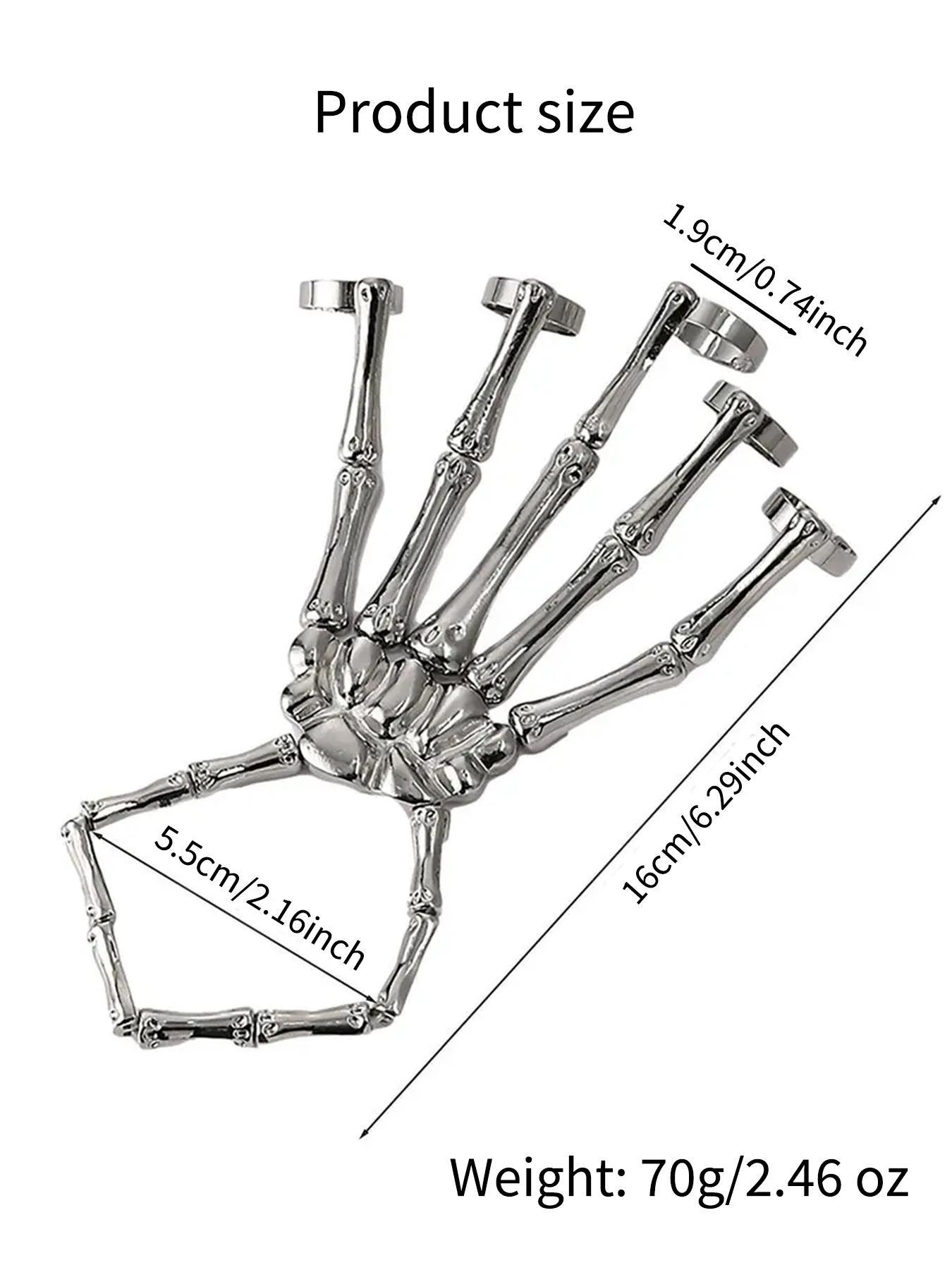 Punk Style Skull Bracelet Jewelry, Adjustable Metal Hand Chain, Unisex, Elegant and Versatile, Rock and Hip Hop Fashion, Halloween Accessory