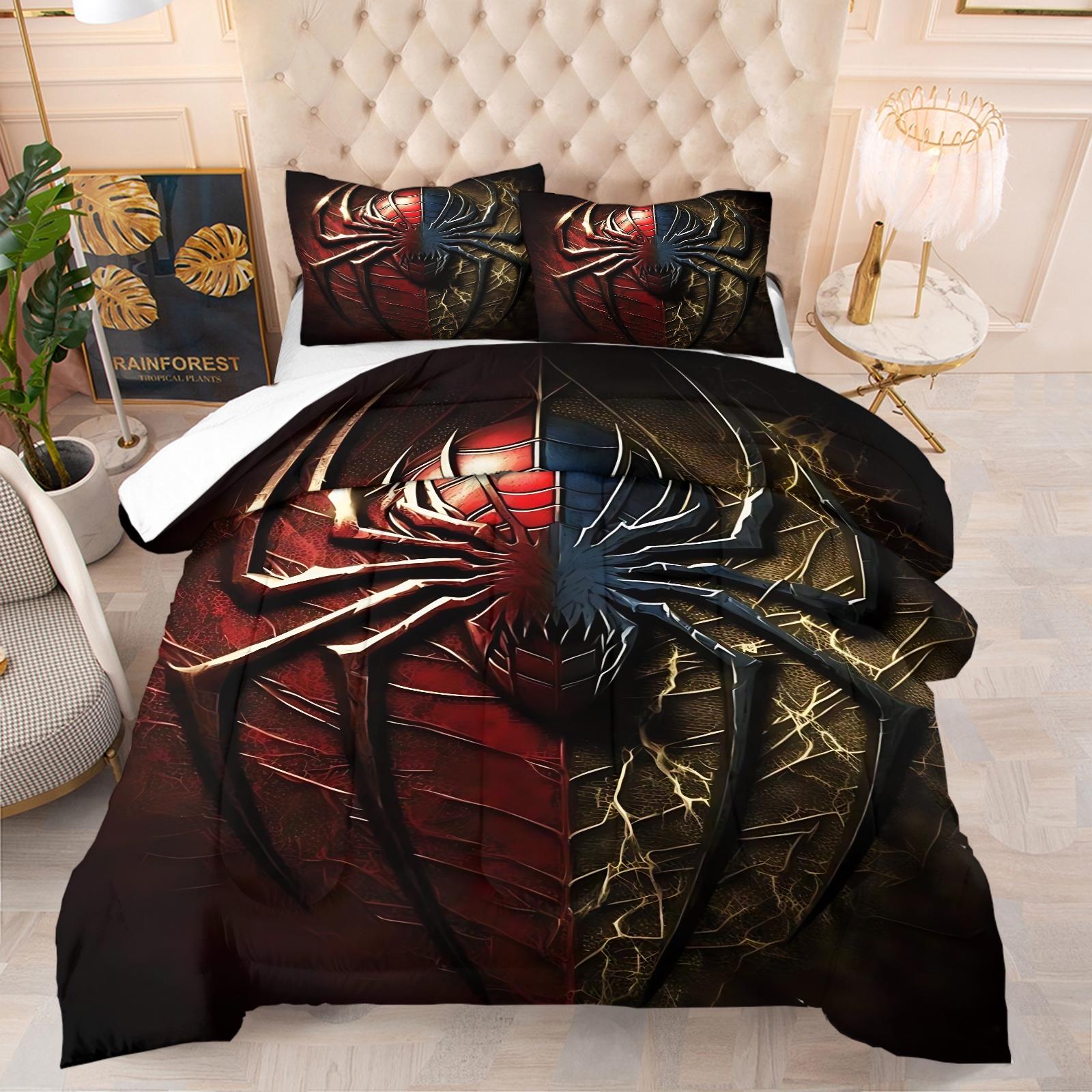 Spider-Man Patterned Bedding Set, Including 1 Duvet Cover And 1 Or 2 Pillowcases Without Pillow Inserts, Bedroom Decoration Gift