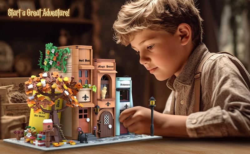 TOKMOC 1488 Pieces,Magic Bookends Building Block Set,For BookNook Building Bookshelf Insert Decoration,Bookcase Miniature House Model,Collecting Building and Gifting Model,Birthday Gift and Home Decoration,For aged 12 and above,Stress relief toy,66009