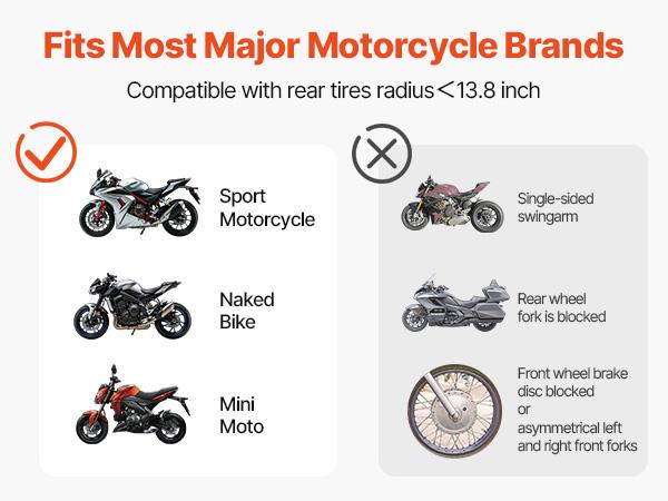 VEVOR Motorcycle Stand Lift, 850lbs Front Rear Combo Stand Lift Stand, Front and Rear Wheel Fork Stand, U+L Fork Swingarm Spool, Compatible with Most Yamaha Honda Kawasaki Suzuki Motorcycles, Black