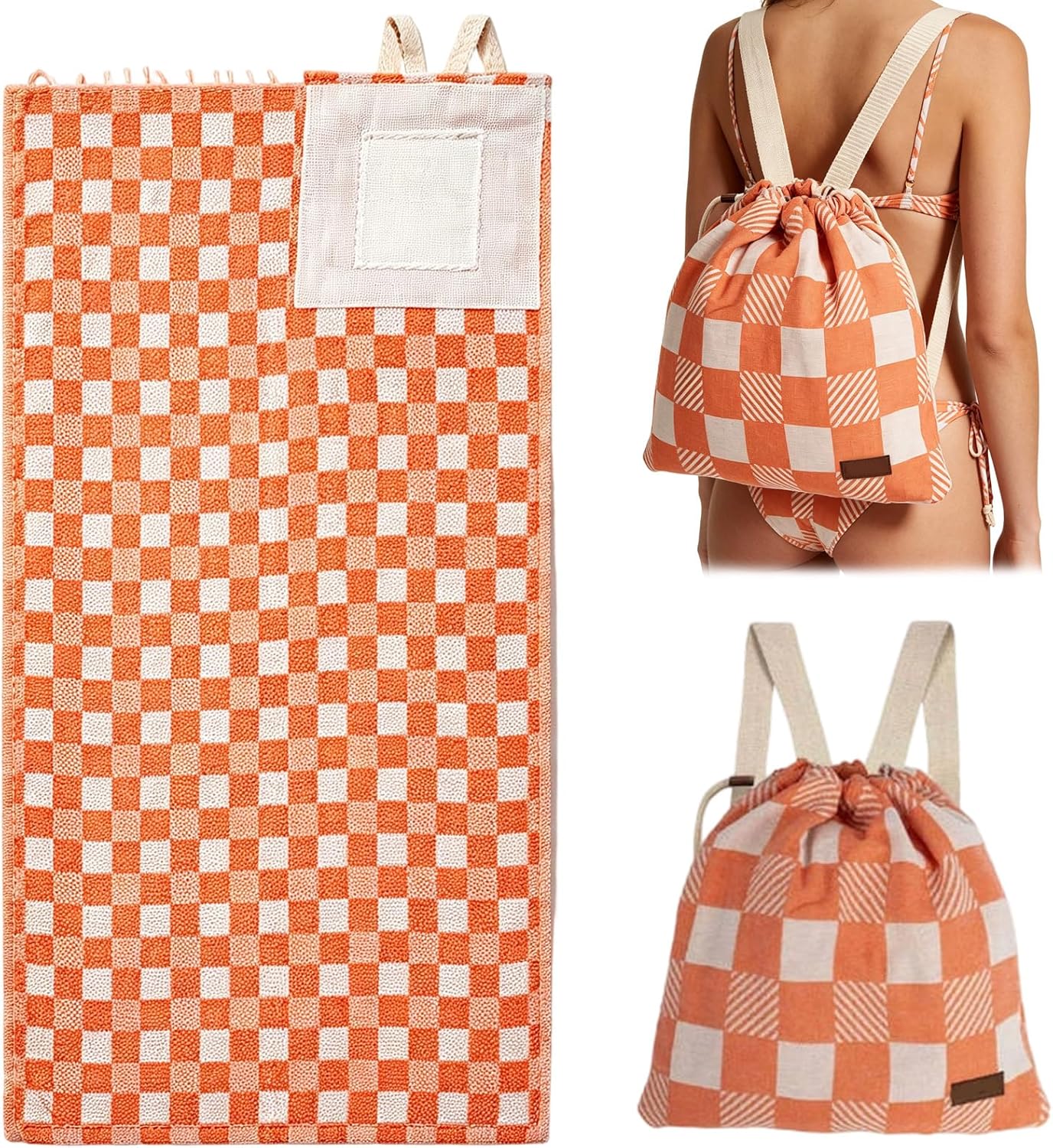 2026 New 2 in 1 Convertible Backpack Towel, Oversized Microfiber Beach Blanket with Inner Zip Pocket, Sand Free, Lightweight and Quick Dry for Beach and Travel