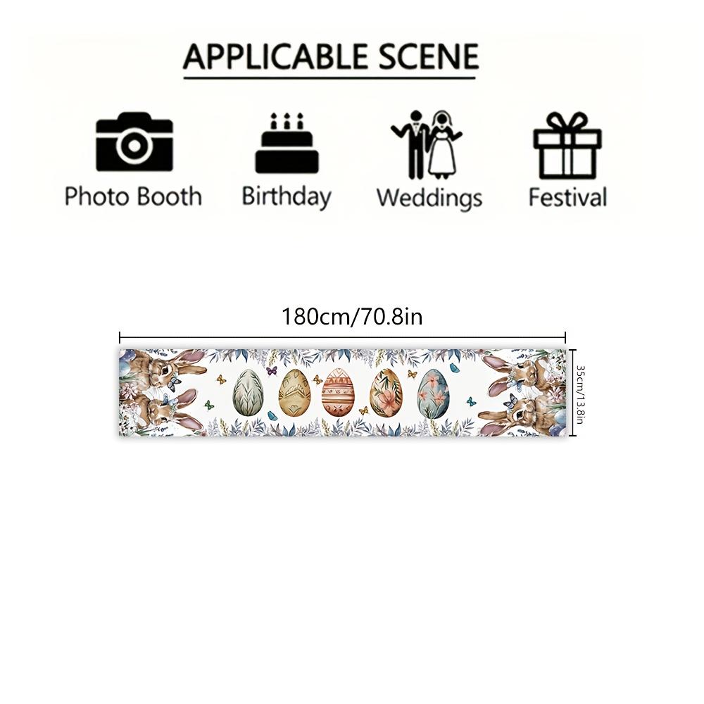 1Pcs Easter Table Runner, Cute Rabbit Pattern, Charming Rabbit Pattern, Spring New Home Decor, Durable Polyester Material, Easy Maintenance, Versatile Home Use, Suitable for Dining Room Kitchen TV Cabinet