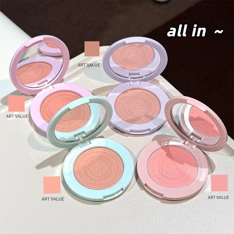 Spring Monochrome Blush Powder, Cute Atmosphere Macaron Series, Visible Color Blush Palette, Suitable for All Skin Types, Brightening Effect