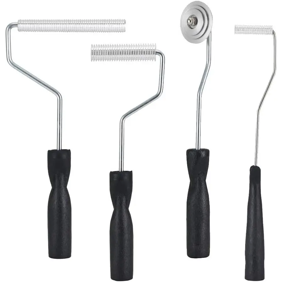 Fiberglass roller tool kit, 4-piece fiberglass resin lamination bubble roller set, used for repairs of bathtubs, showers, bathtubs, and boats