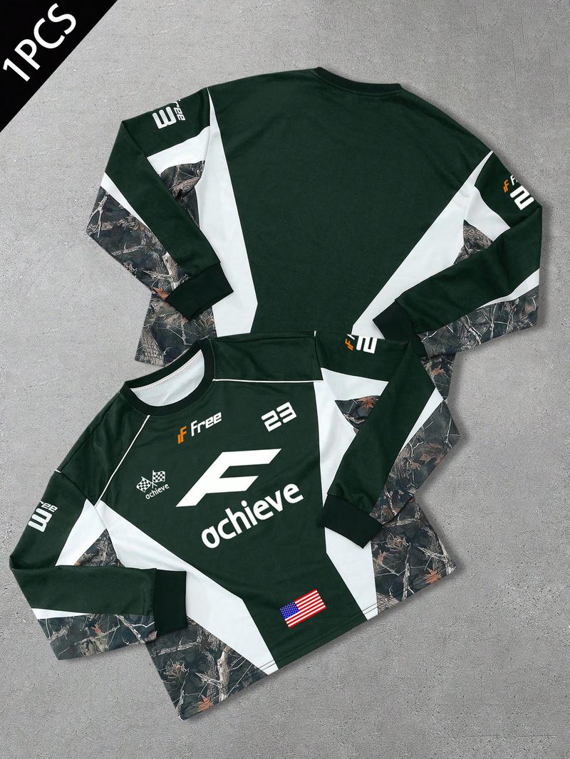 Men's Autumn Winter Comfortable Versatile Stylish Branch Ball Jersey, Athletic Shirt, Trendy Sports Wear, Casual Fashion for Men