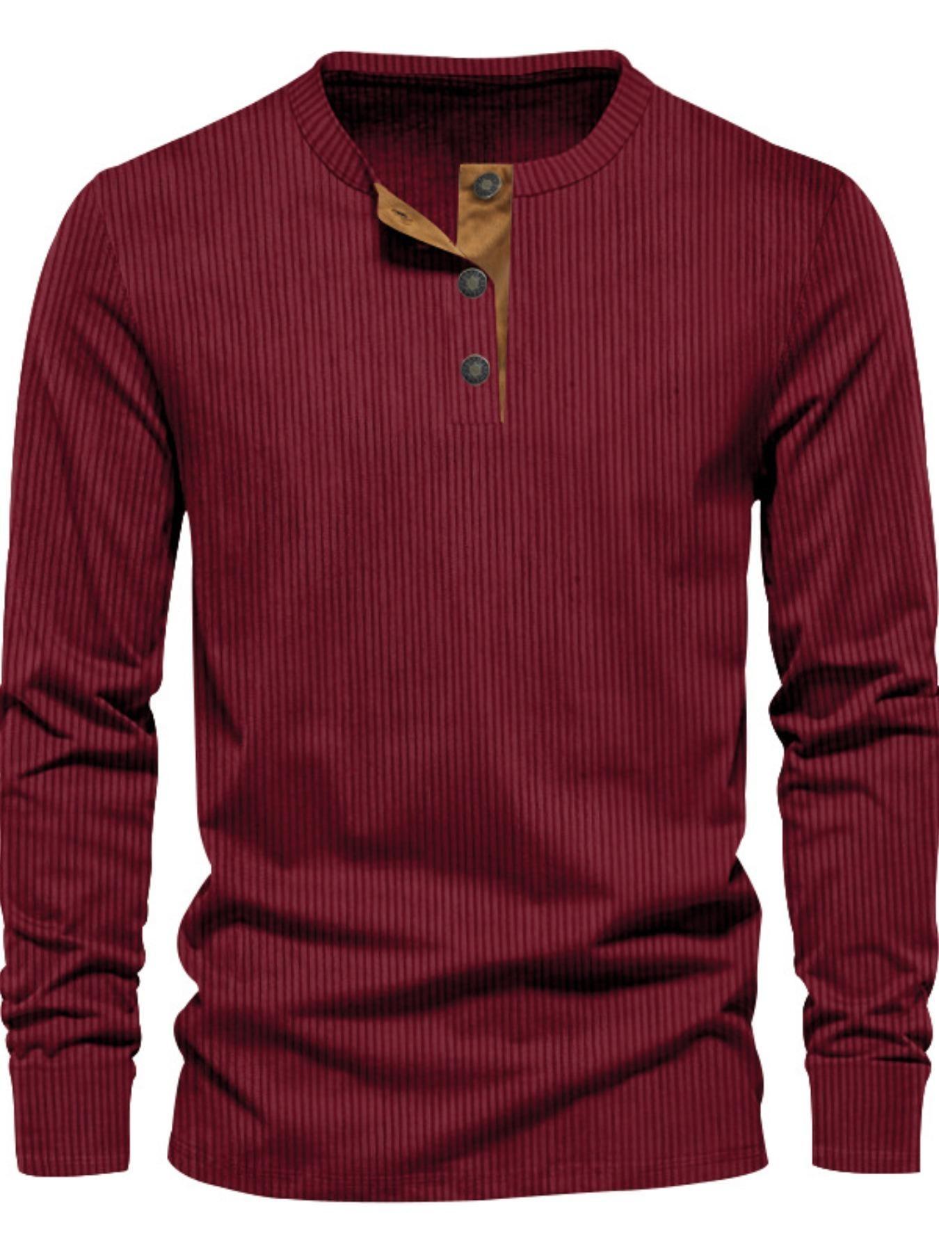 Men's Vertical Striped Textured Long Sleeves with A Contrasting Placket,solid Color Vertical Striped Texture,can Be Worn Alone and Layered,suitable for Casual Light Business and Other Scenarios, Classic, Menswear