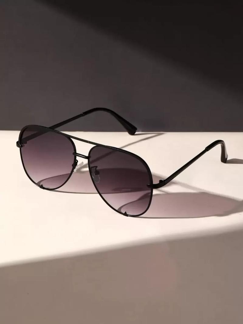 Women's Ombre Tinted Lens Aviator Sunglasses, Trendy Casual Sunglasses for Everyday Use, Fashion Accessories for Outdoor Activities