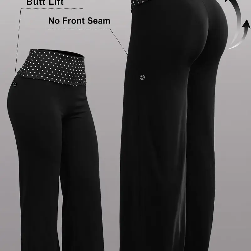 Fashion Colorblock Polka Dot High Waist Yoga Pants, Loose-Fit Quick Dry Sporty Trousers, All Seasons Comfortable Workout Wear Yoga Bottoms