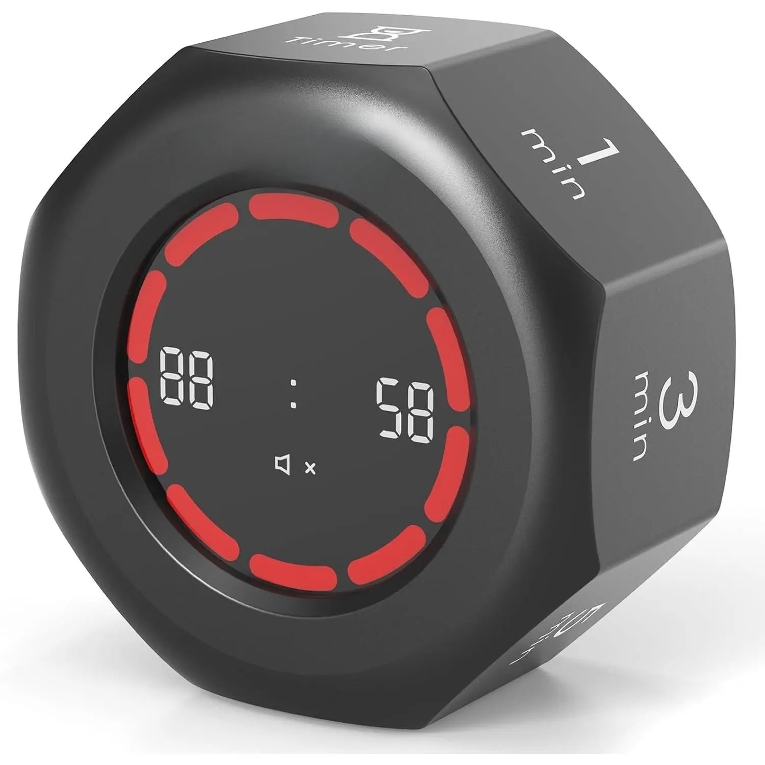 Flip Cube Pomodoro Timer - Rechargeable Visual Countdown & Count Up Stopwatch, 7 Preset Intervals, 3  Modes, Productivity Tool for , , Study, Work & Kitchen (Gray)