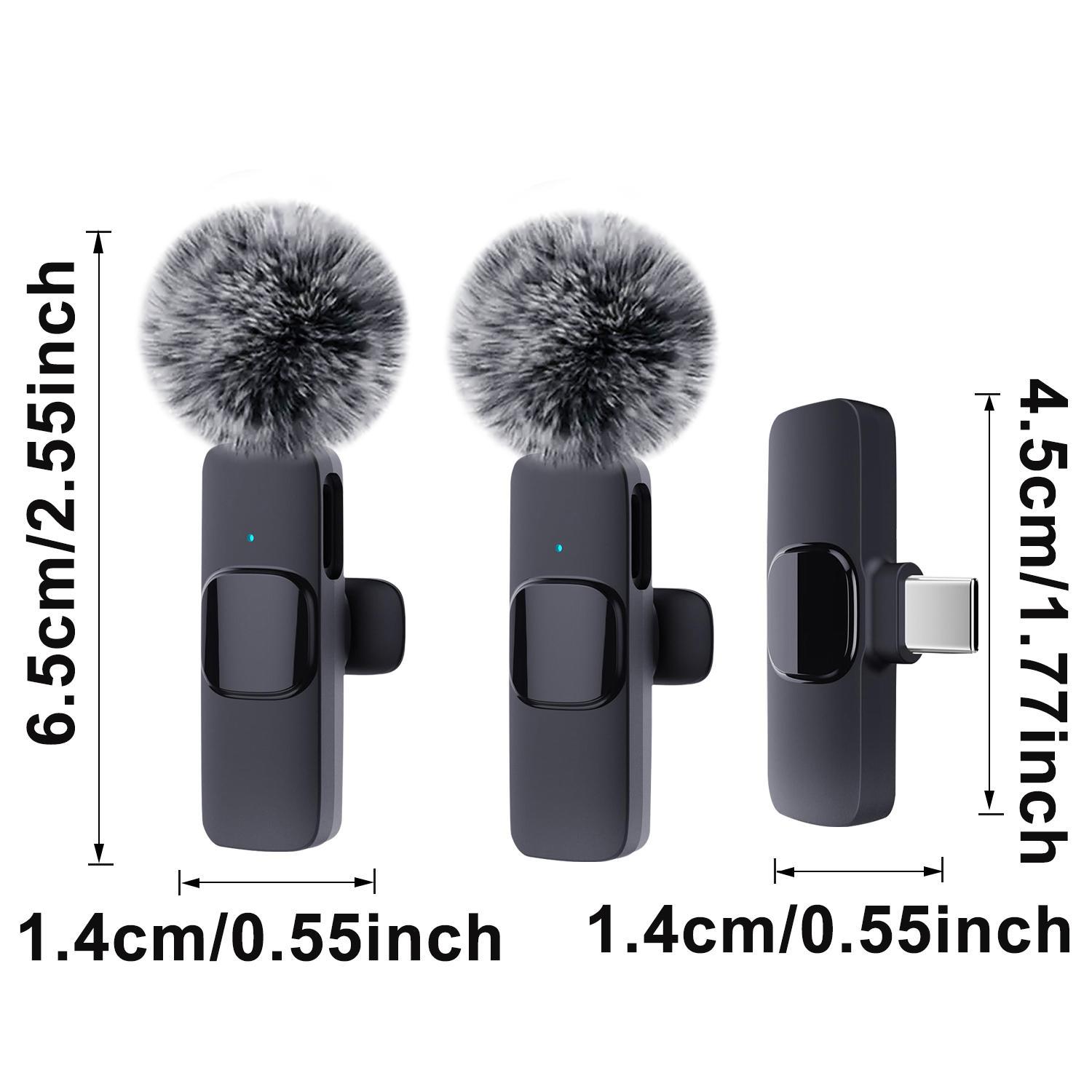 Wireless Lavalier Microphone for iPhone iPad TypeC Lapel Mics Plug-Play 2.4G Ultra-Low Delay Noise Reduction Chip Working Time for Video Recording Interview Podcast Vlog