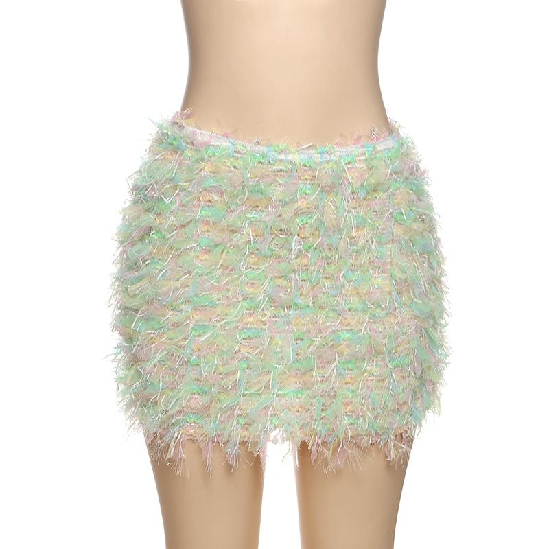 2025 Trendy Bohemian Summer Skirts, Women's All Over Print Fringe Bodycon Skirt, Casual Fashion High Waist Mini Skirt for Daily Outdoor Wear, Ladies Bottoms for Summer