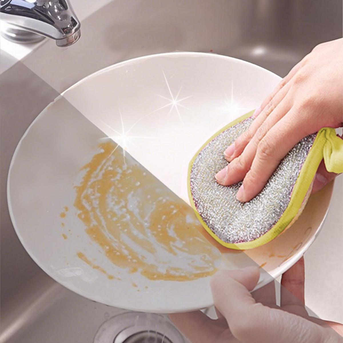 1 Pack Double-Sided Dish Sponge, Round Cleaning Pad, Durable Kitchen Utensils,Reusable Sponge for Kitchen Round Non-Scratch Scrub Sponges for Dishes, Pots and Pans, Dishwashing Sponge
