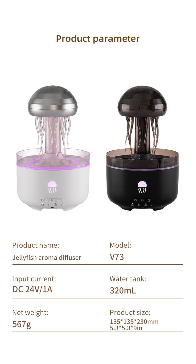 mechanical jellyfish aromatherapy machine household rotating raindrop humidifier desktop colorful atmosphere light diffuser Aromatic Multifunction
