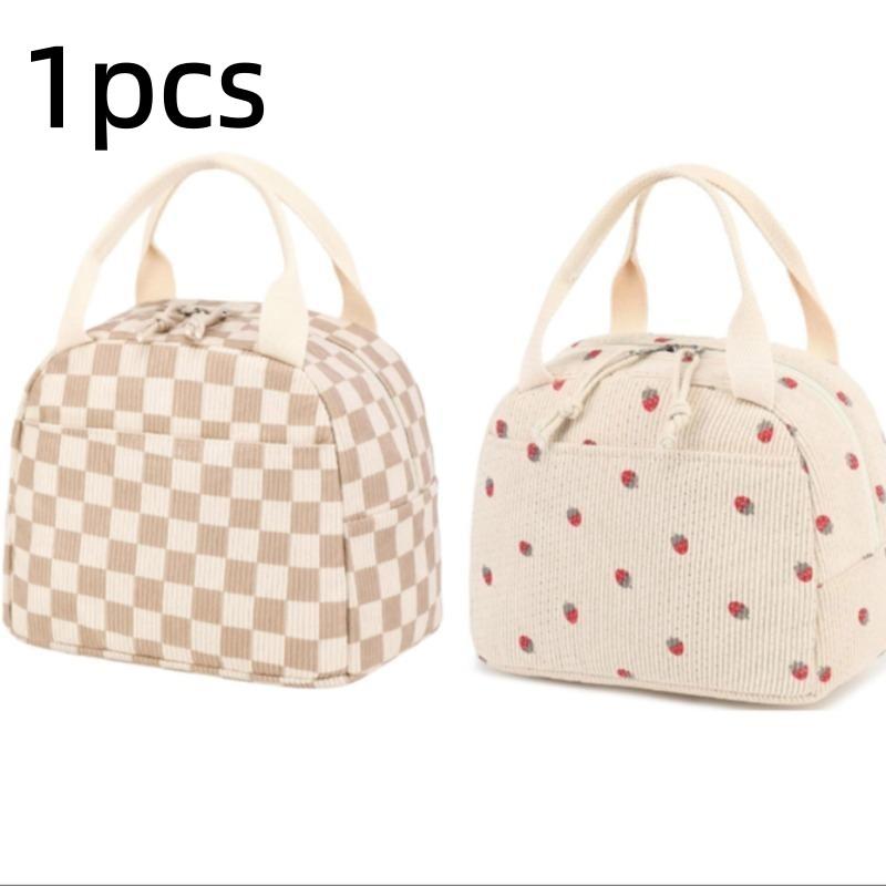 Durable Corduroy Insulated Lunch Bag with Handle, Portable Reusable Lunch Box for Work School Outdoor Camping Travel, Corduroy Lunch Tote Durable Corduroy Insulated Lunch Bag with Handle, Portable Reusable Lunch Box for Work School Outdoor Camping Travel, Corduroy Lunch Tote