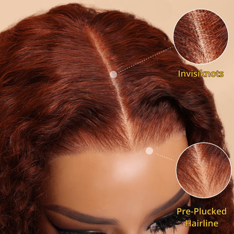 Sunber 7x5 Bye Bye Knots Glueless Wigs Reddish Brown Highlights Wig Pre Cut Lace Front Wigs Human Hair Body Wave Invisible Knots Pre Everything Put on and Go Human Hair Wigs Pre Plucked 150% Density Dealsforyoudays