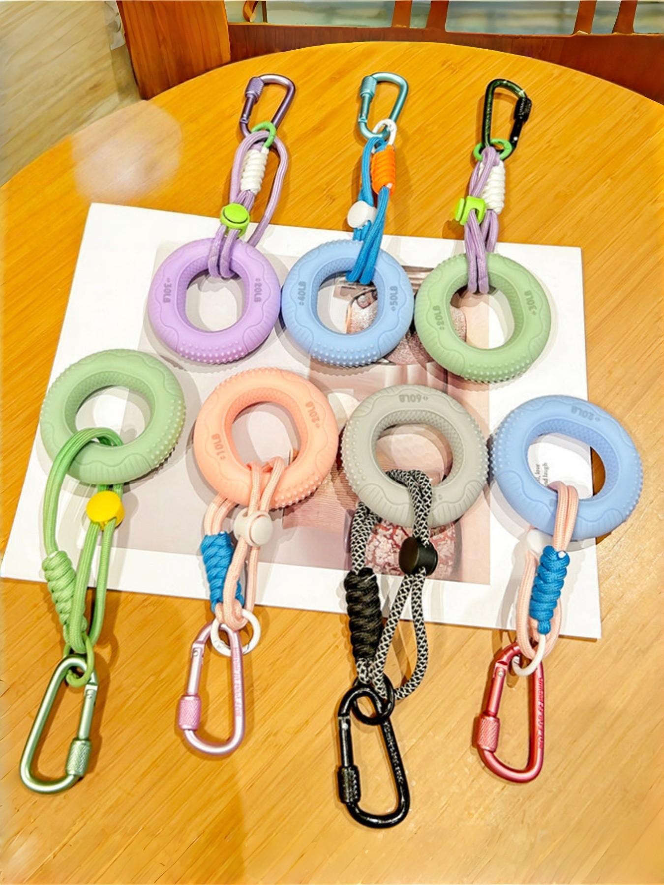 Multifunctional Grip Strengthener Keychain, 40-50lbs Silicone, Stress Relief Toy, Backpack Clip, Office Gift, Hand Exercise Tool