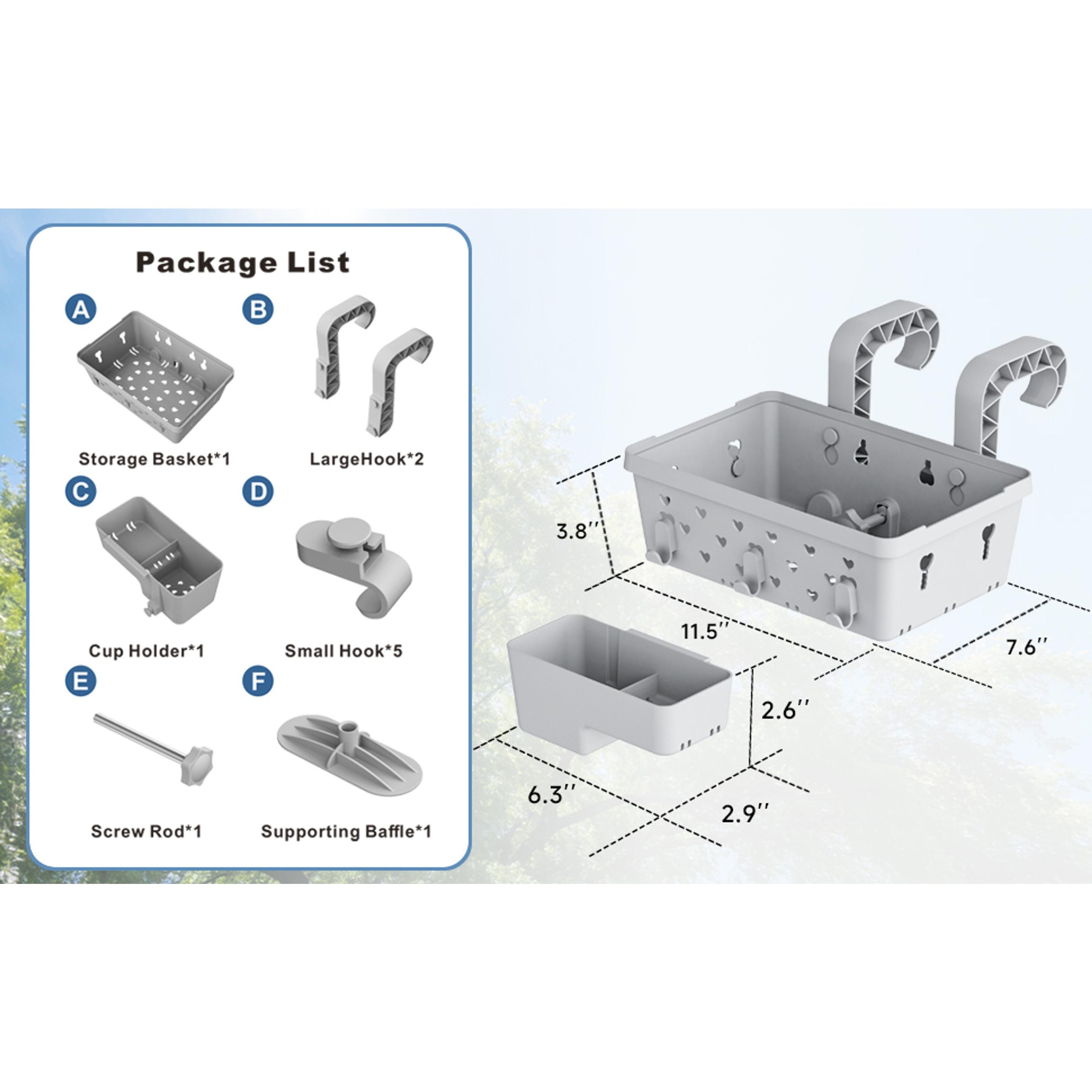 2 Pack Poolside Storage Basket for Above Ground Pool, Hanging Pool Storage Organizer with Cup Holder & Hooks, Pool Accessories Organizer for Towels, Goggles, Toys (Grey) 2 Pack Poolside Storage Basket for Above Ground Pool, Hanging Pool Storage Organizer with Cup Holder & Hooks, Pool Accessories Organizer for Towels, Goggles, Toys (Grey)