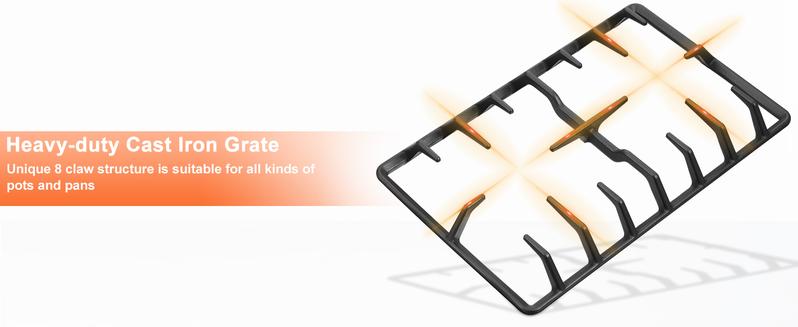 12 Inch Drop-In 2 Burner Gas Cooktop Stainless Steel NG LPG Convertible Propane Range RV Stove Built-In Cooktop GH001-122S-J