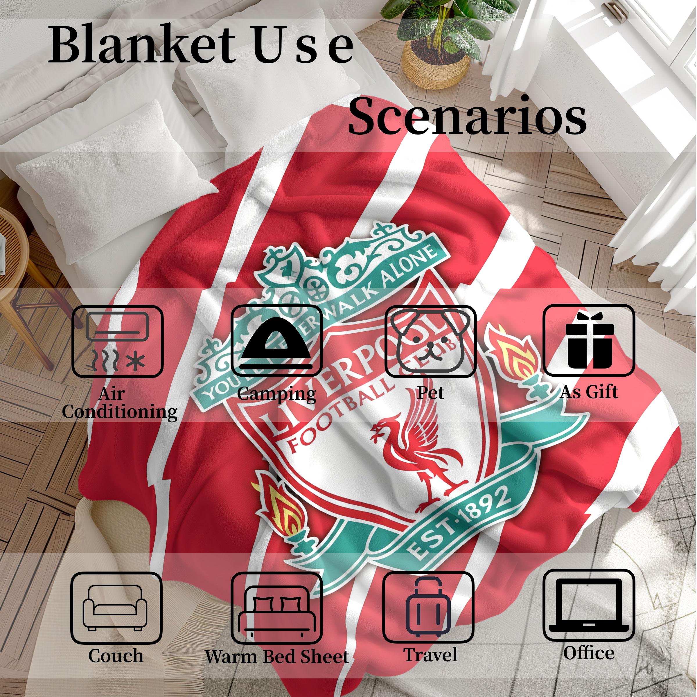 Liverpool Fc Crest Blanket, Super Soft Fleece Design in and, Perfect Gift for Fans and Home Decor