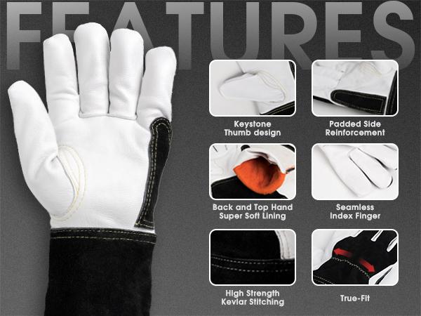 YESWELDER Professional Goatskin TIG Welding Gloves, Premium Durable Leather TIG Gloves, Enhanced Work Safety & Comfort