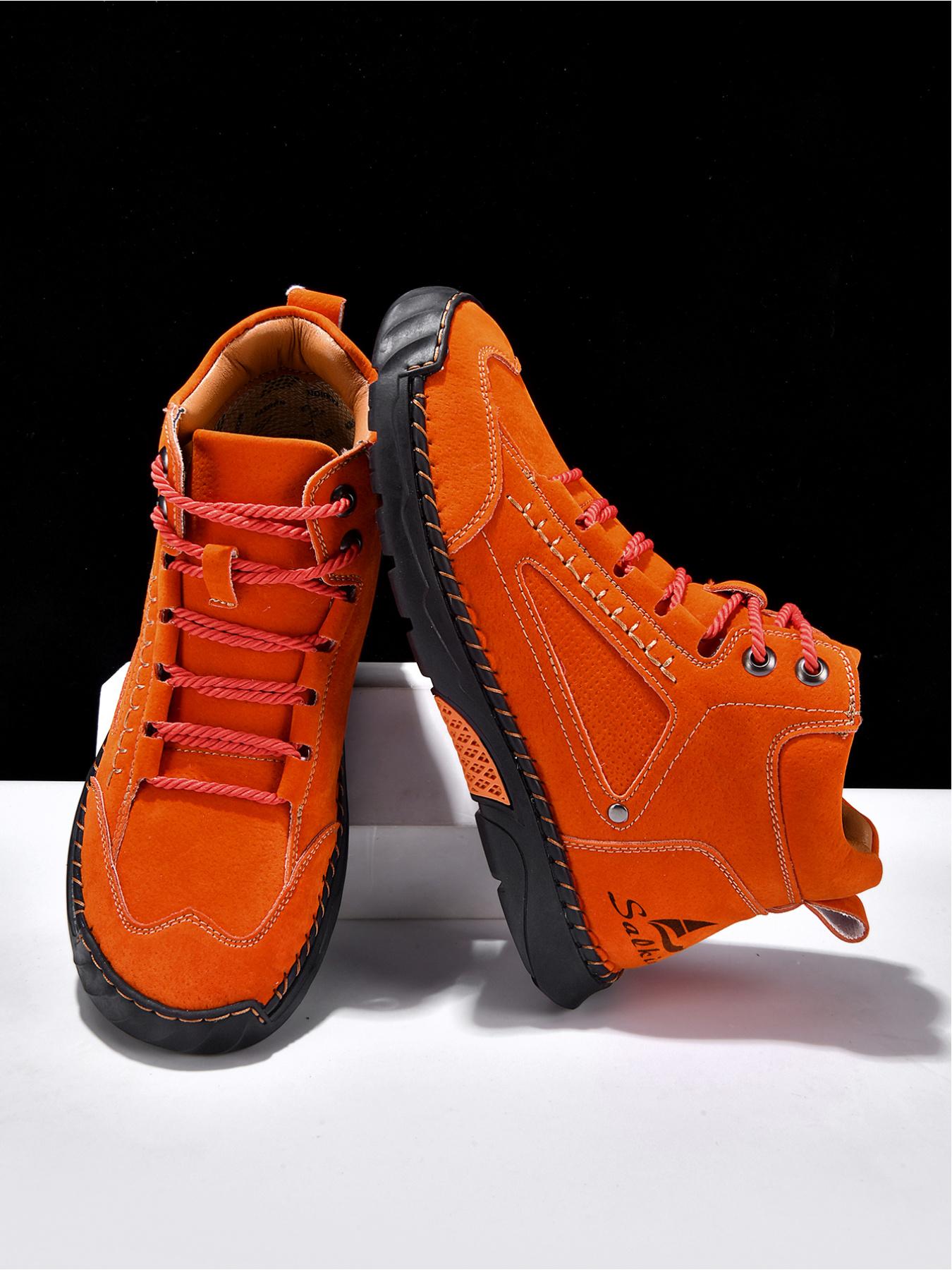 Vintage Hand-Stitched Chelsea Work Boots, Soft Bottom Anti-Slip Casual Hiking Shoes, Synthetic Leather, Medium Width, All Seasons