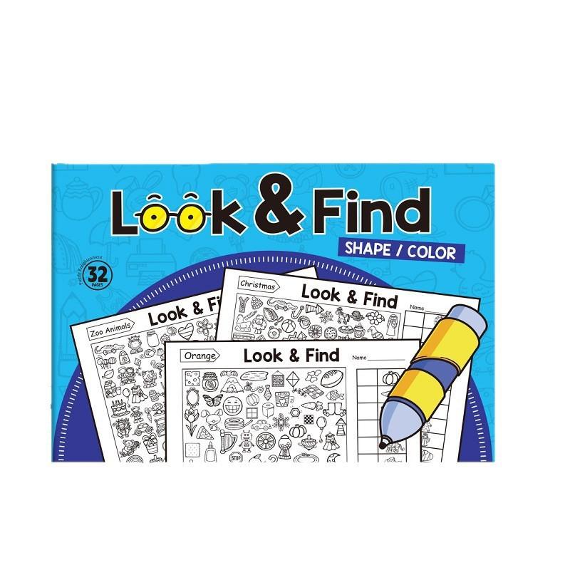 Look and Find Book for Kids, Fun Coloring and Drawing Activity Book, Quiet Time Picture Book, Unisex Art Workbook